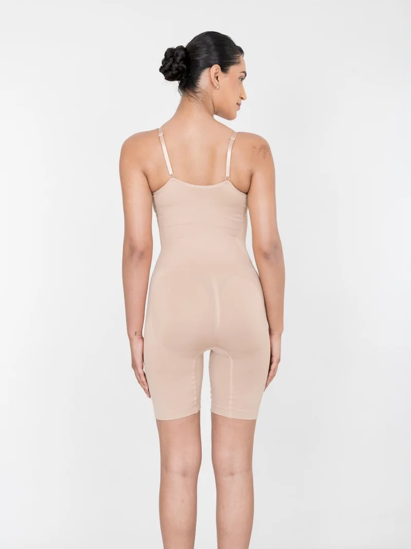 Shapercult Store Beige Mid Thigh Bodysuit for Women